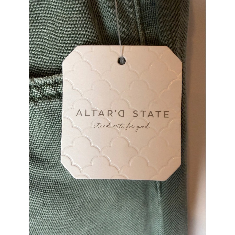 Altard State Jeans Women 29 Olive Green Distressed Wide Leg Crop Pants NWT - Picture 8 of 13